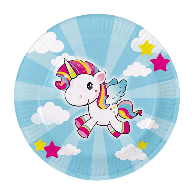 8 Unicorn birthday plates