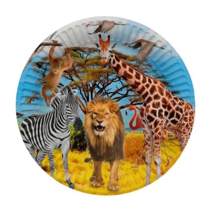 8 Safari birthday plates