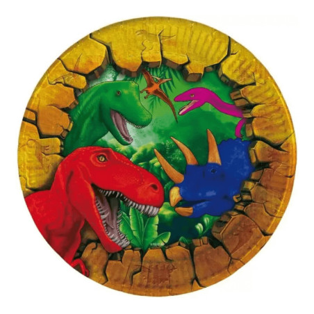 8 Dinosaur birthday plates