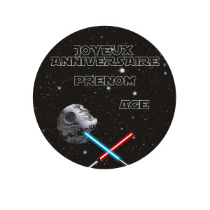 galactic universe-themed personalised cake sugar disc of 19cm
