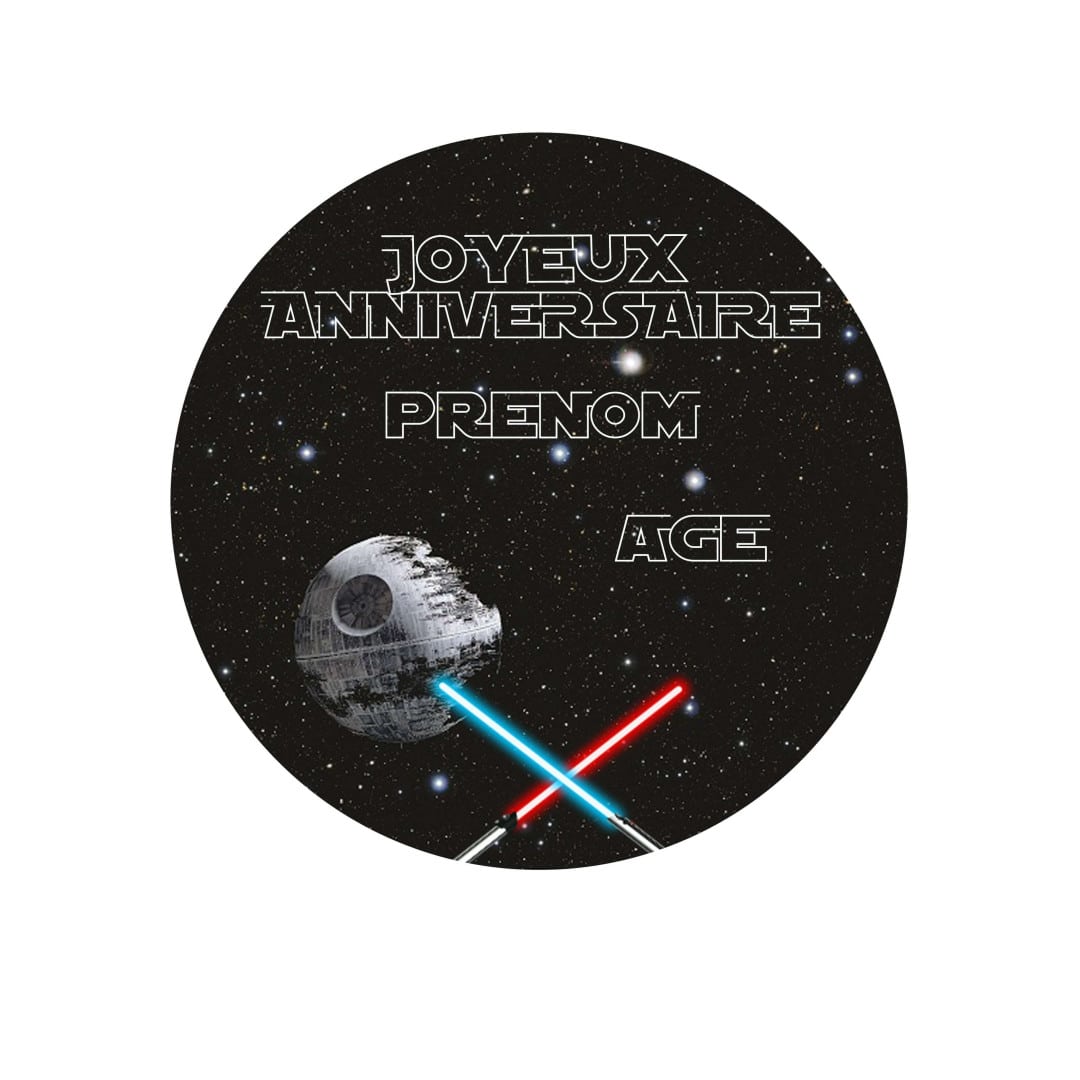 galactic universe-themed personalised cake sugar disc of 19cm