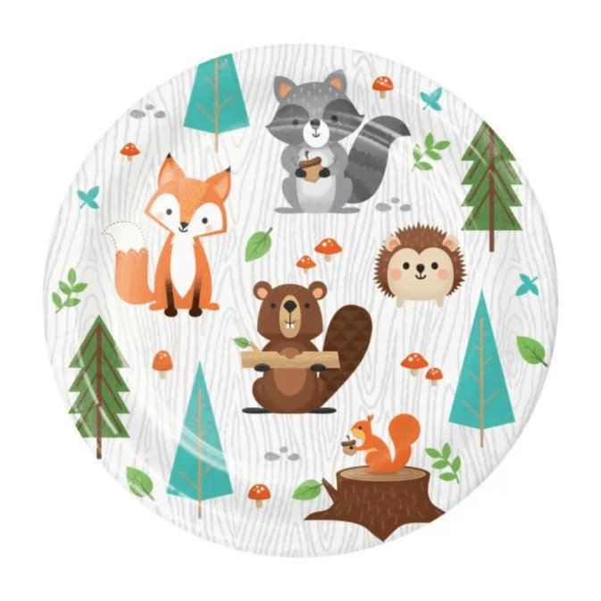 forest animals dessert plate