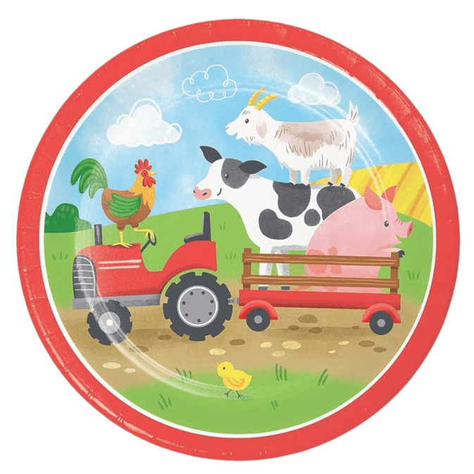 farm animals dessert plate