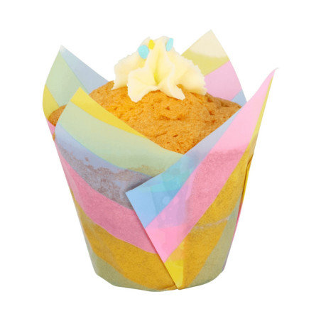 cupcake in a multi-colored box
