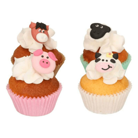 farm animal decoration on cupcake