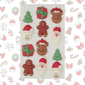 12 Wilton Christmas themed royal icing subjects