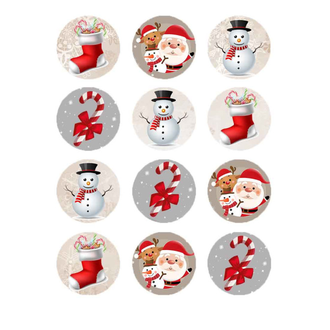 12 mini Christmas sugar discs