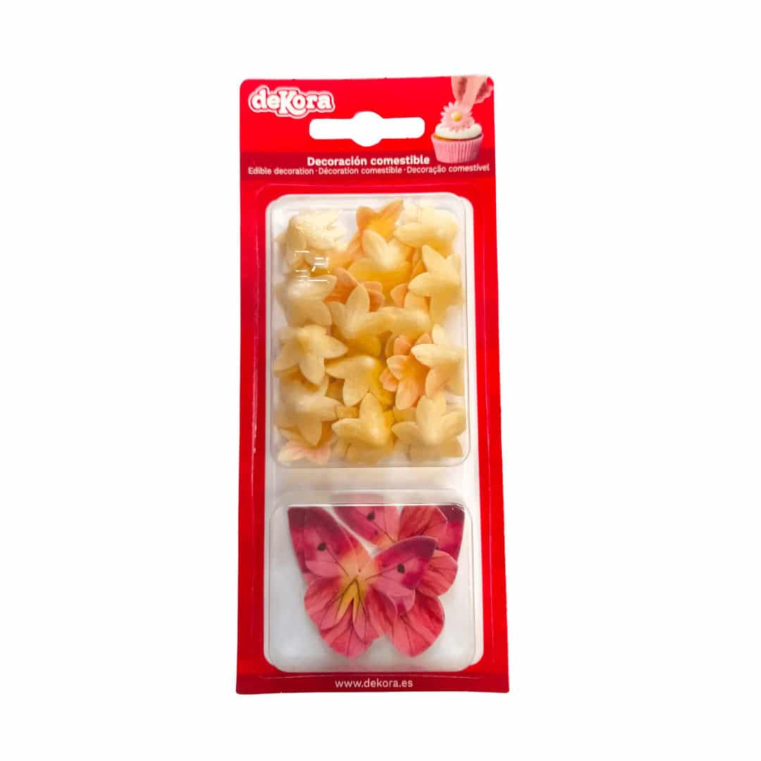 red butterflies and yellow flowers in matzo