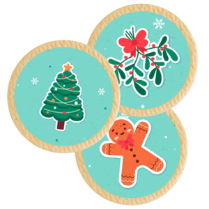 12 mini blue Christmas discs