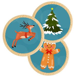 12 mini edible Christmas sugar discs