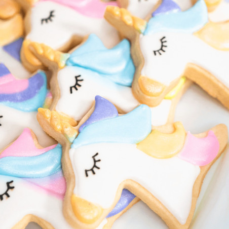 unicorn cookie with royal icing funcakes
