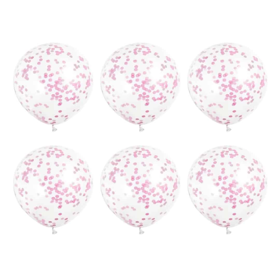 6 pink confetti balloons