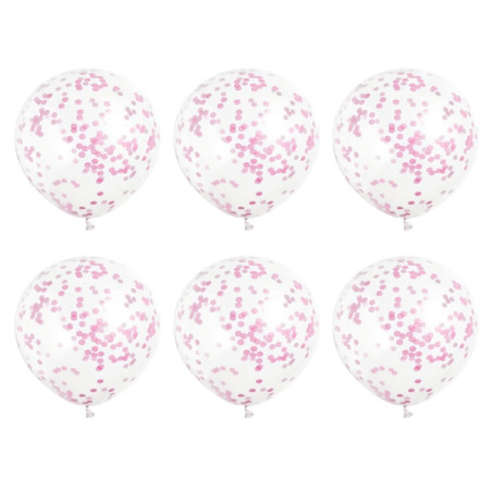 6 pink confetti balloons