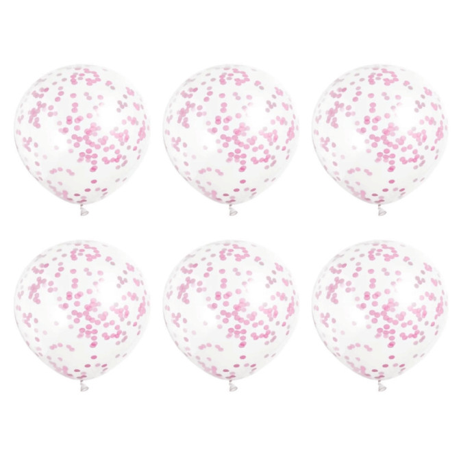 6 pink confetti balloons