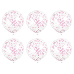6 pink confetti balloons