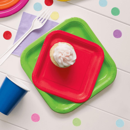 red dessert plate