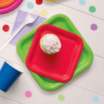 red dessert plate