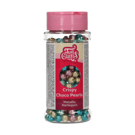 pot of metallic chocolate pearls