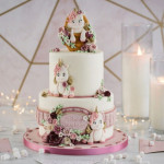 cake design decorated with unicorns