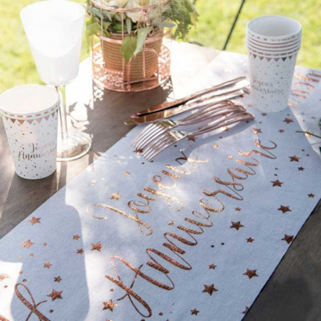 table-runner-metallic-pink-gold-happy-birthday