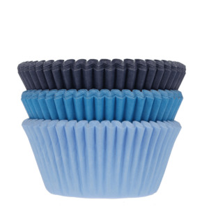 75 blue cupcake cases, 3 shades - Ø 5 cm