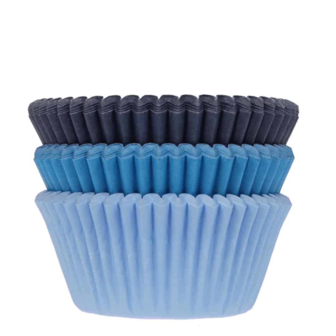 75 blue cupcake cases, 3 shades - Ø 5 cm