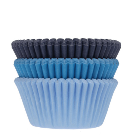 75 blue cupcake cases, 3 shades - Ø 5 cm