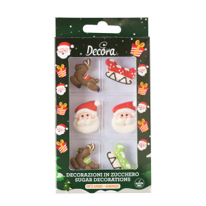 6 Christmas sugar decorations