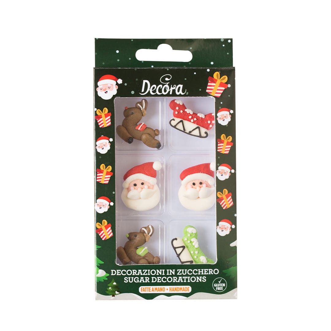 6 Christmas sugar decorations