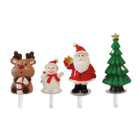 4 Christmas log deocration figurines