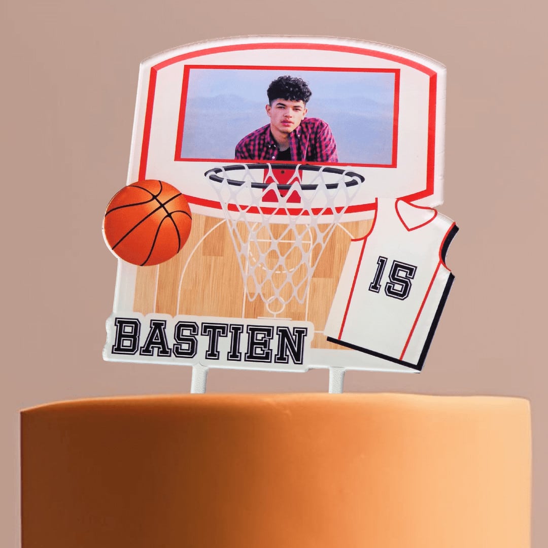 cake topper basketball but on cake