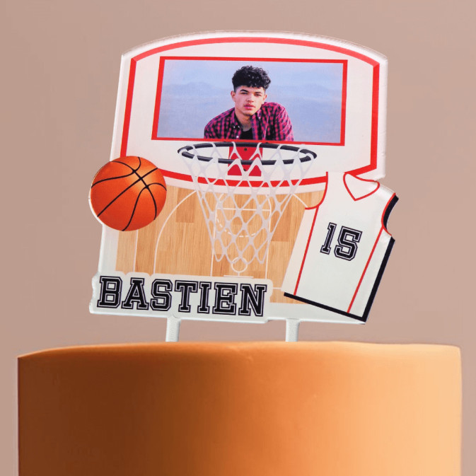 cake topper basketball but on cake