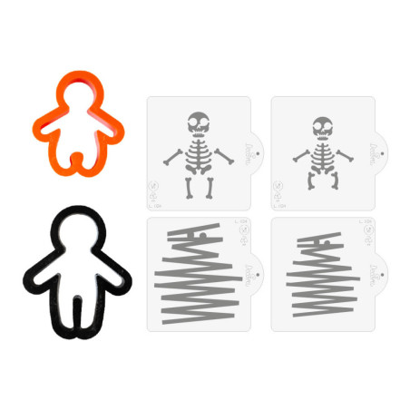 set contents: cookie cutter and halloween stencil