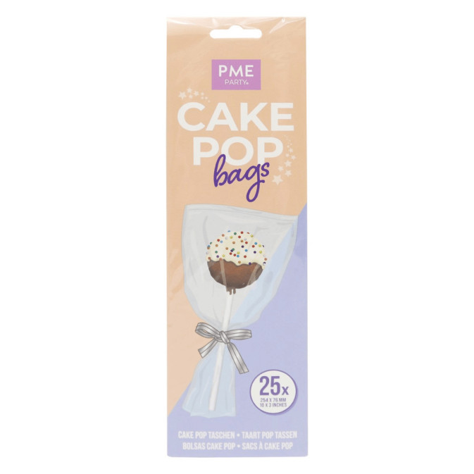 25 transparent cakepop bags with ribbon