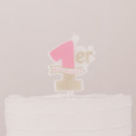 1 year anniversary candle pink & gold
