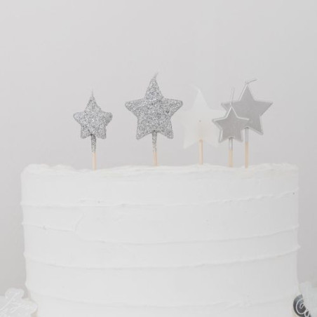 Silver star birthday candles