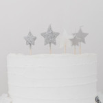 Silver star birthday candles