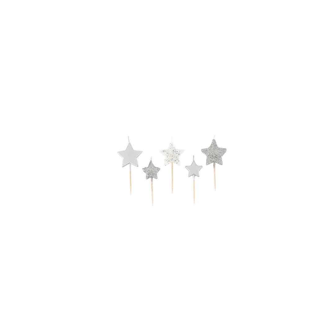 Silver star birthday candles