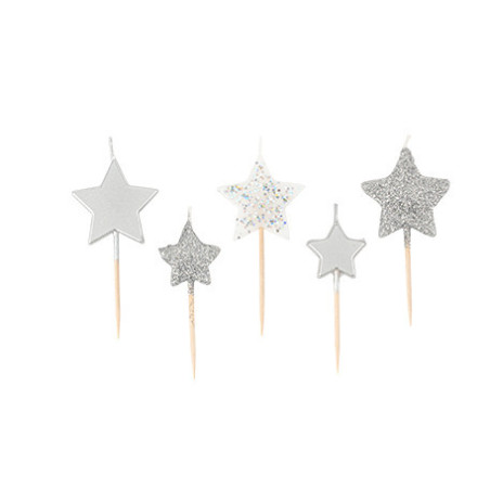 Silver star birthday candles