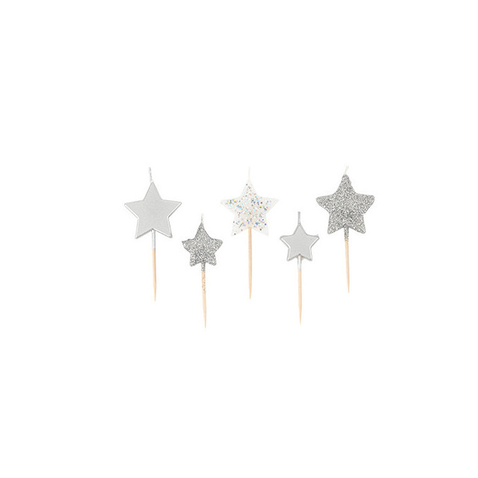 Silver star birthday candles