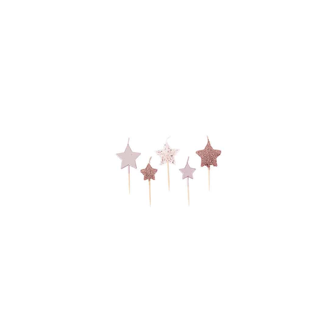 Rose gold star birthday candles