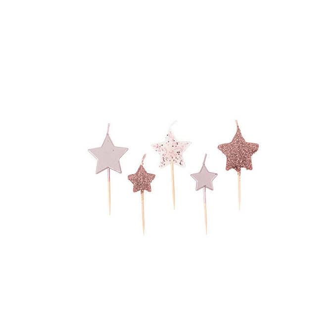 Rose gold star birthday candles