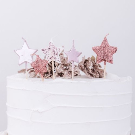 Rose gold star birthday candles