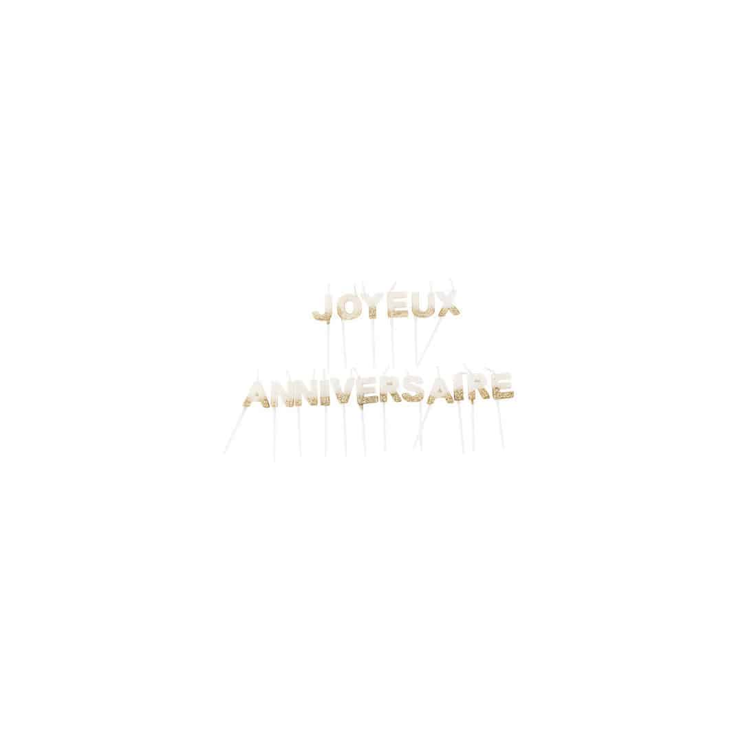 Happy birthday candle kit White & gold