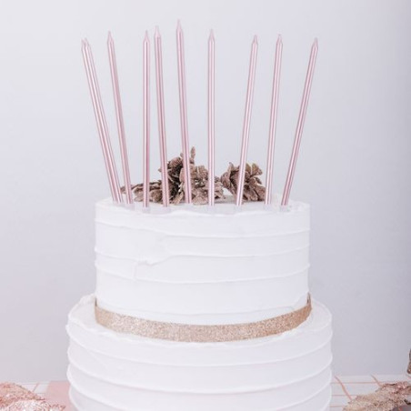 10 giant rose gold candles