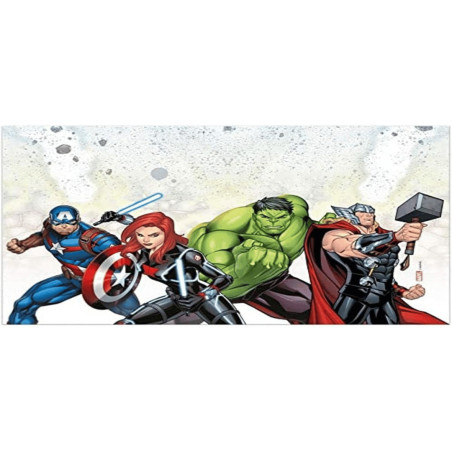 detail of the avengers tablecloth
