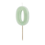 pastel green number candle 0