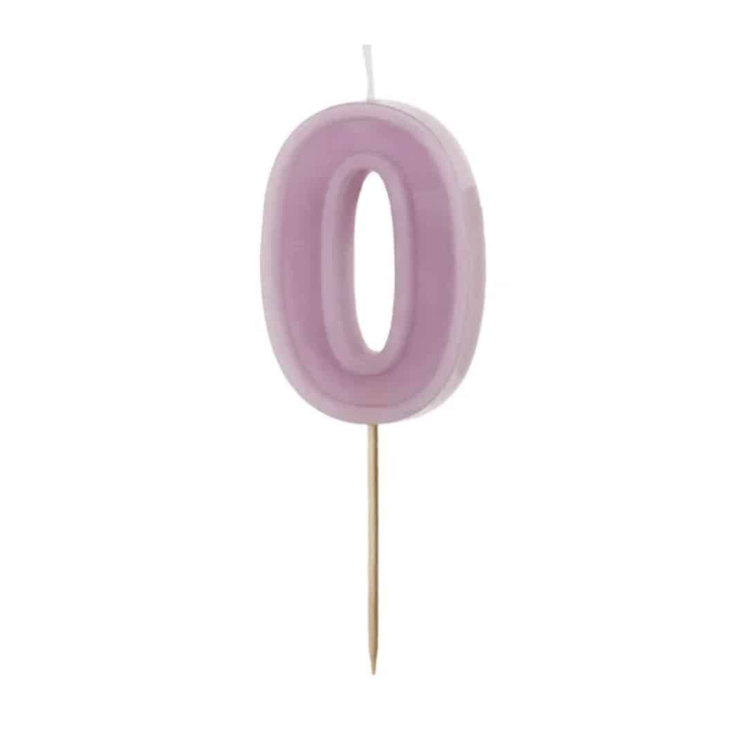 pastel purple number 0 candle