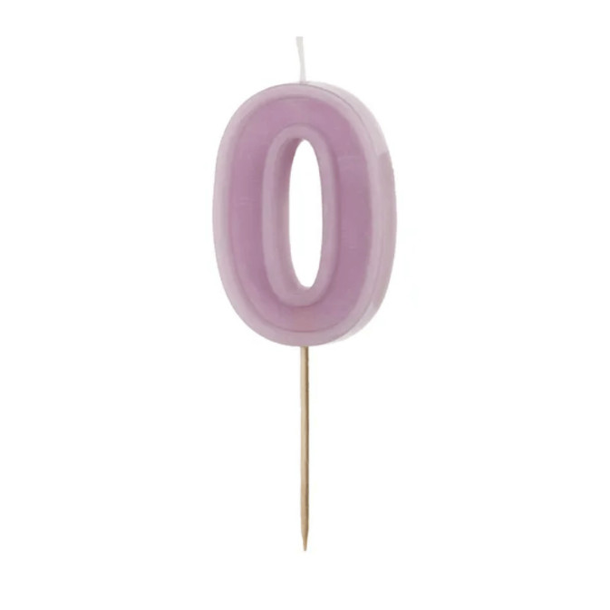 pastel purple number 0 candle