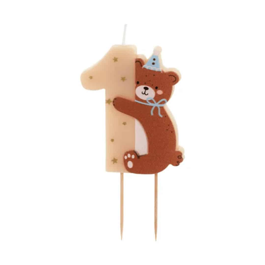 1 year old teddy bear birthday candle